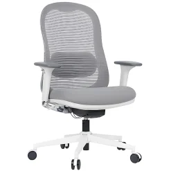 WorkPro® Uomo Ergonomic Mesh/Fabric Mid-Back Office Chair, White/Gray, BIFMA Compliant