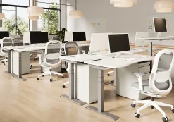 WorkPro® Uomo Ergonomic Mesh/Fabric Mid-Back Office Chair, White/Gray, BIFMA Compliant