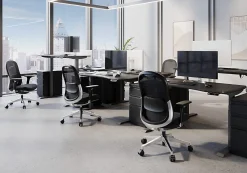 WorkPro® Uomo Ergonomic Mesh/Fabric Mid-Back Office Chair, Black/Chrome, BIFMA Compliant