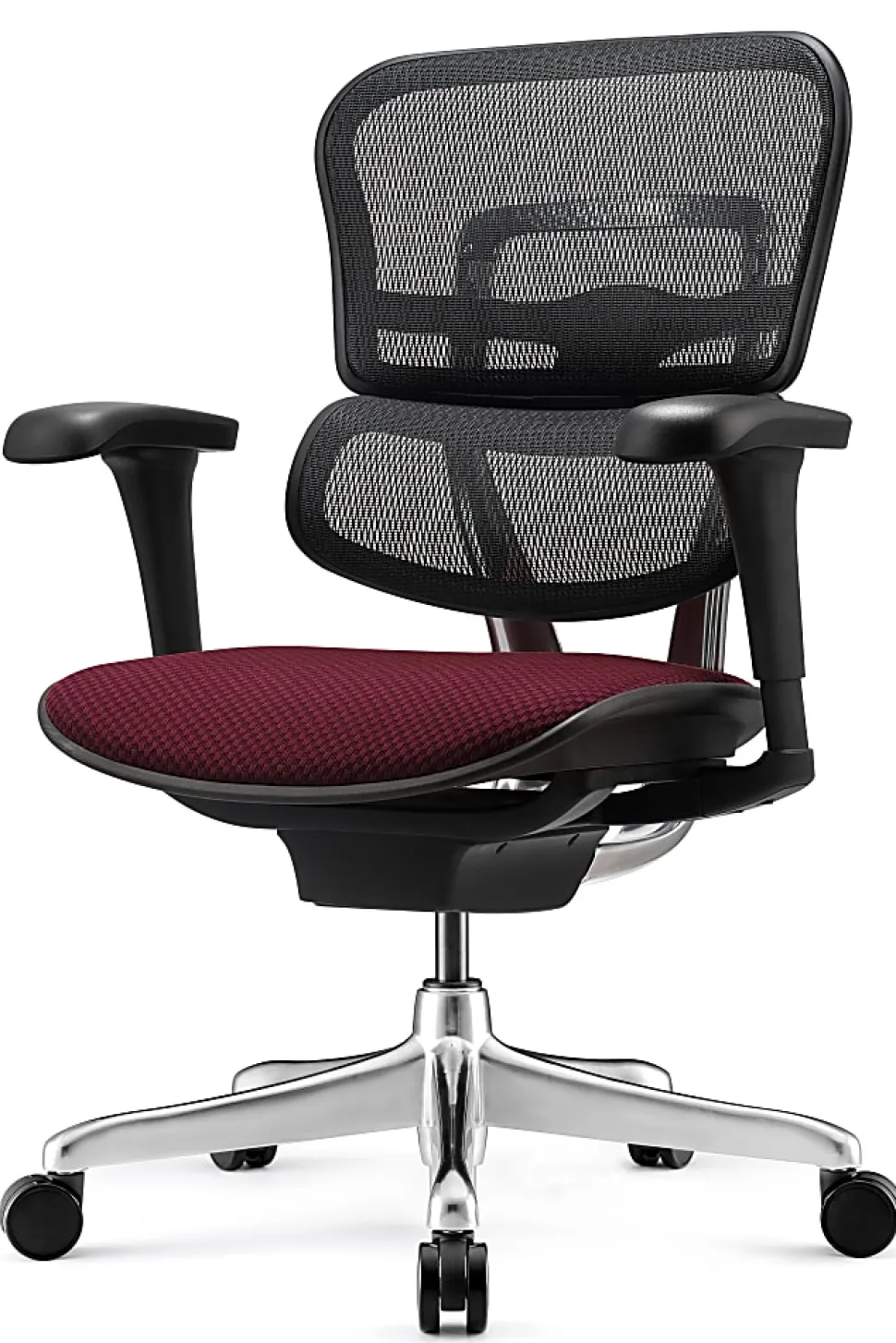 WorkPro® 12000 V2 Series Ergonomic Mesh/Fabric High-Back Office Chair, Burgundy/Black, BIFMA Compliant