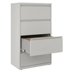 WorkPro® 30"W x 18-5/8"D Lateral 4-Drawer File Cabinet, Light Gray