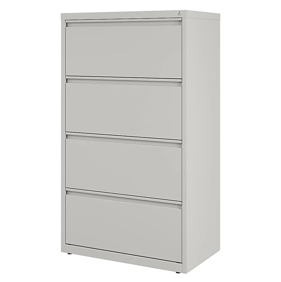 WorkPro® 30"W x 18-5/8"D Lateral 4-Drawer File Cabinet, Light Gray