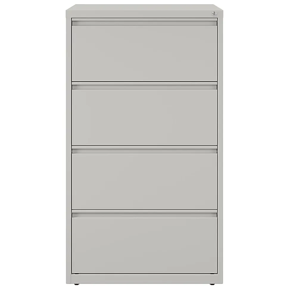 WorkPro® 30"W x 18-5/8"D Lateral 4-Drawer File Cabinet, Light Gray