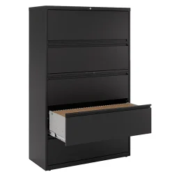 WorkPro® 42"W x 18-5/8"D Lateral 5-Drawer File Cabinet, Black