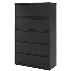 WorkPro® 42"W x 18-5/8"D Lateral 5-Drawer File Cabinet, Black