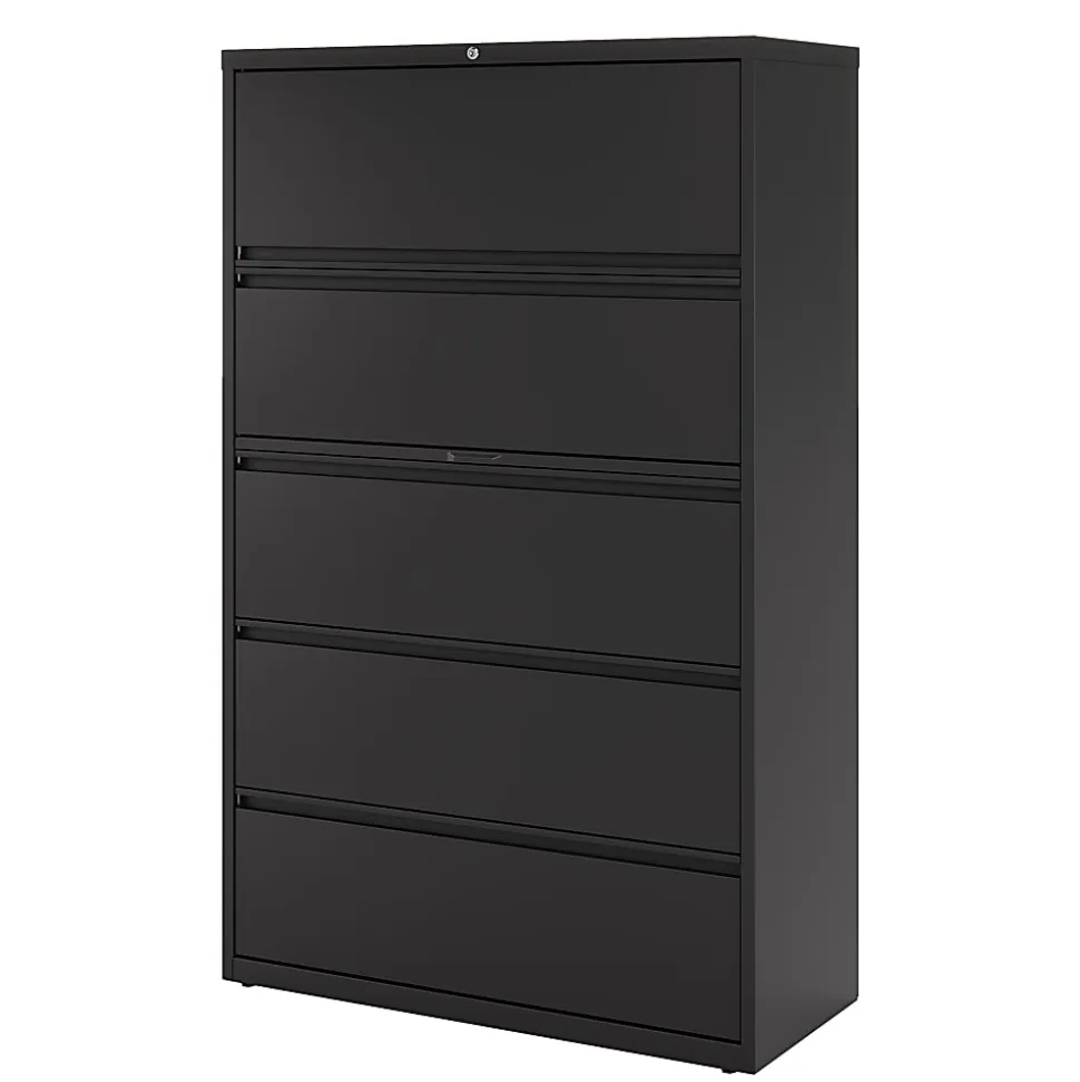 WorkPro® 42"W x 18-5/8"D Lateral 5-Drawer File Cabinet, Black