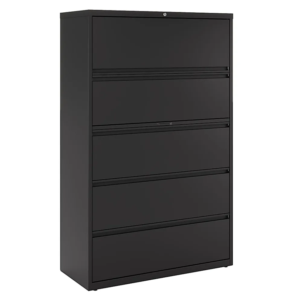 WorkPro® 42"W x 18-5/8"D Lateral 5-Drawer File Cabinet, Black