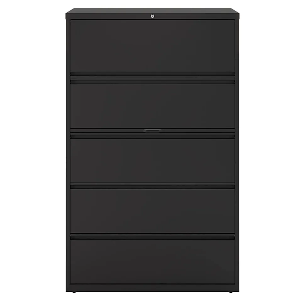 WorkPro® 42"W x 18-5/8"D Lateral 5-Drawer File Cabinet, Black