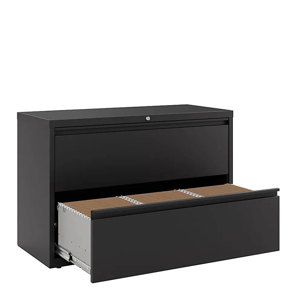 WorkPro® 42"W x 18-5/8"D Lateral 2-Drawer File Cabinet, Black