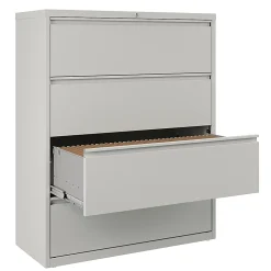 WorkPro® 42"W x 18-5/8"D Lateral 4-Drawer File Cabinet, Light Gray