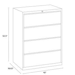 WorkPro® 42"W x 18-5/8"D Lateral 4-Drawer File Cabinet, Light Gray