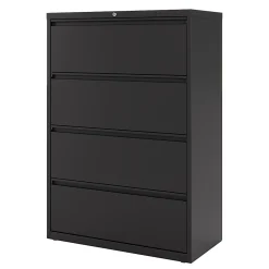WorkPro® 36"W x 18-5/8"D Lateral 4-Drawer File Cabinet, Black