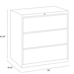WorkPro® 36"W x 18-5/8"D Lateral 3-Drawer File Cabinet, Charcoal