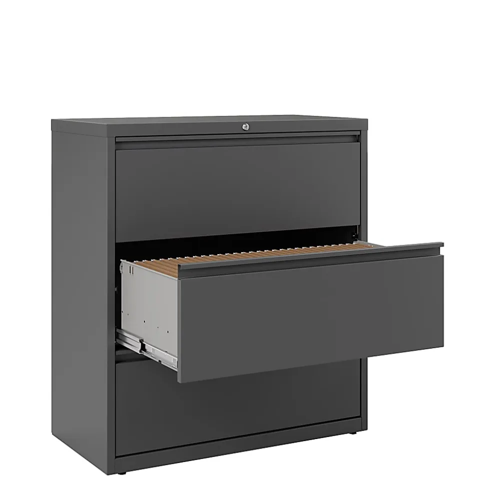 WorkPro® 36"W x 18-5/8"D Lateral 3-Drawer File Cabinet, Charcoal