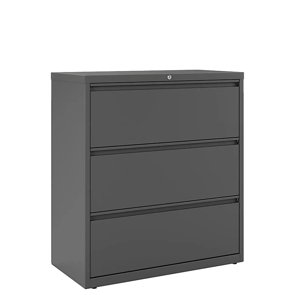 WorkPro® 36"W x 18-5/8"D Lateral 3-Drawer File Cabinet, Charcoal