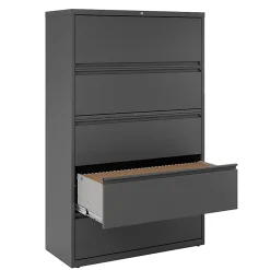WorkPro® 42"W x 18-5/8"D Lateral 5-Drawer File Cabinet, Charcoal