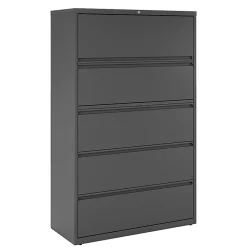 WorkPro® 42"W x 18-5/8"D Lateral 5-Drawer File Cabinet, Charcoal