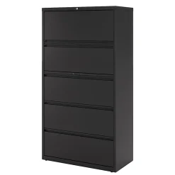 WorkPro® 36"W x 18-5/8"D Lateral 5-Drawer File Cabinet, Black