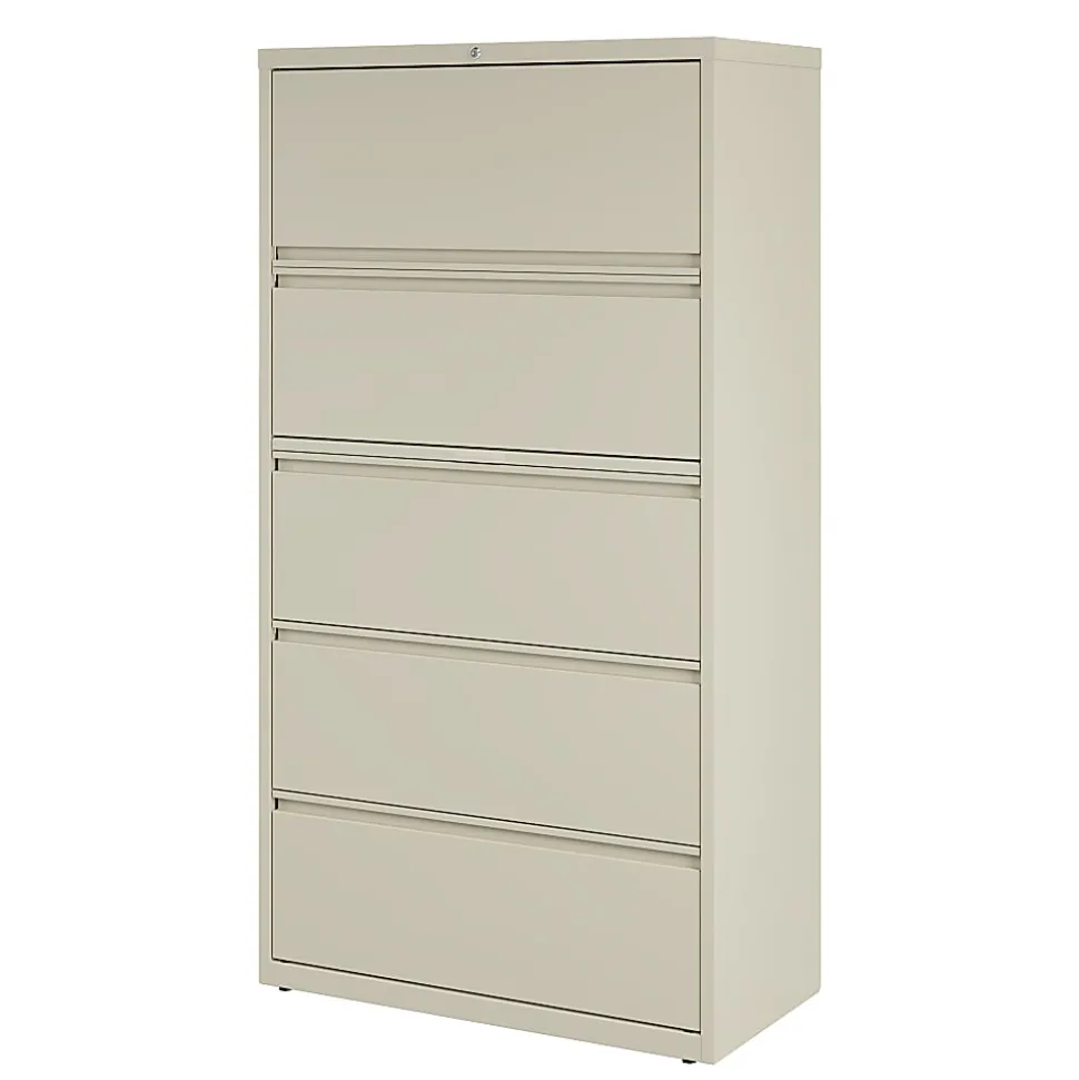 WorkPro® 36"W x 18-5/8"D Lateral 5-Drawer File Cabinet, Putty