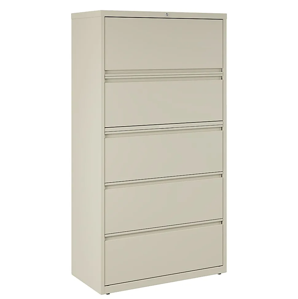WorkPro® 36"W x 18-5/8"D Lateral 5-Drawer File Cabinet, Putty