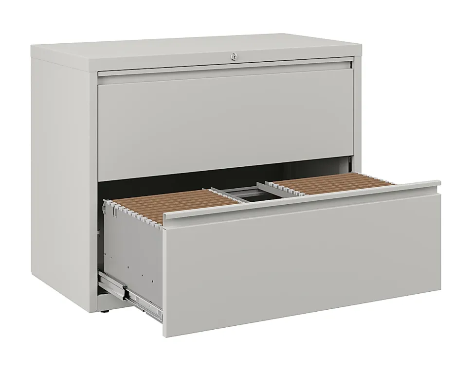 WorkPro® 36"W x 18-5/8"D Lateral 2-Drawer File Cabinet, Light Gray