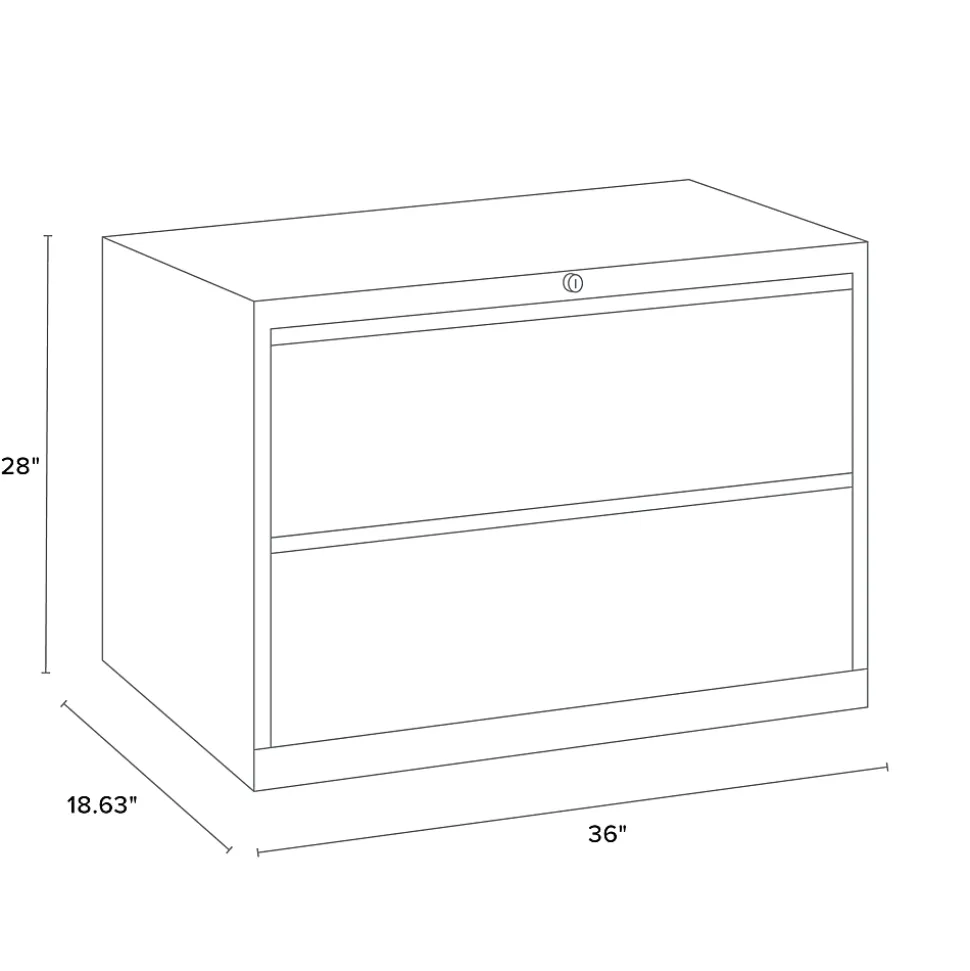 WorkPro® 36"W x 18-5/8"D Lateral 2-Drawer File Cabinet, Light Gray
