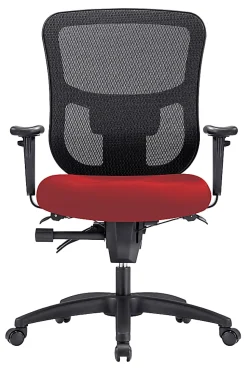 WorkPro® 9500XL Series Big & Tall Ergonomic Mesh/Premium Fabric Mid-Back Chair, Black/Cherry, BIFMA Compliant