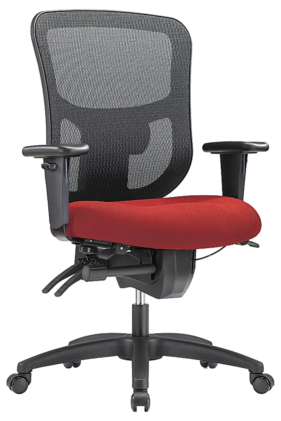 WorkPro® 9500XL Series Big & Tall Ergonomic Mesh/Premium Fabric Mid-Back Chair, Black/Cherry, BIFMA Compliant