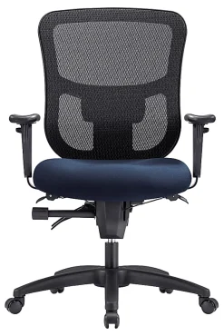 WorkPro® 9500XL Series Big & Tall Ergonomic Mesh/Premium Fabric Mid-Back Chair, Black/Navy, BIFMA Compliant