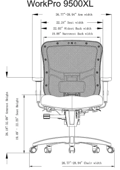 WorkPro® 9500XL Series Big & Tall Ergonomic Mesh/Premium Fabric Mid-Back Chair, Black/Burgundy, BIFMA Compliant