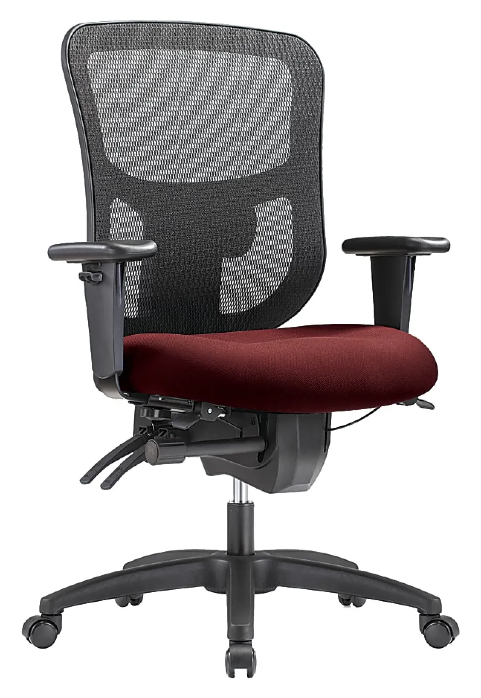 WorkPro® 9500XL Series Big & Tall Ergonomic Mesh/Premium Fabric Mid-Back Chair, Black/Burgundy, BIFMA Compliant