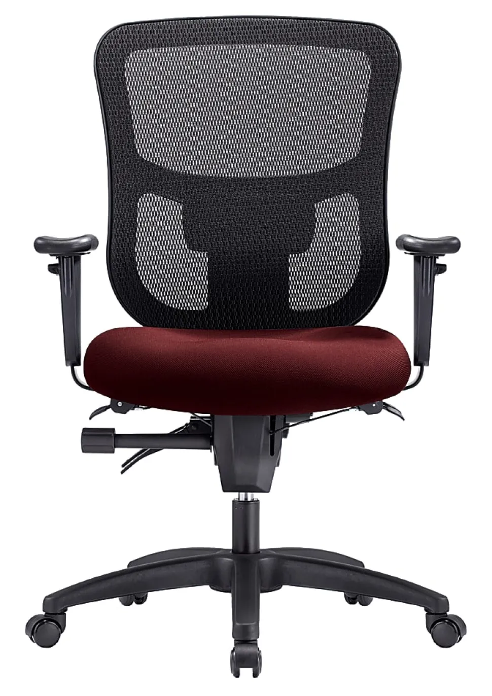 WorkPro® 9500XL Series Big & Tall Ergonomic Mesh/Premium Fabric Mid-Back Chair, Black/Burgundy, BIFMA Compliant