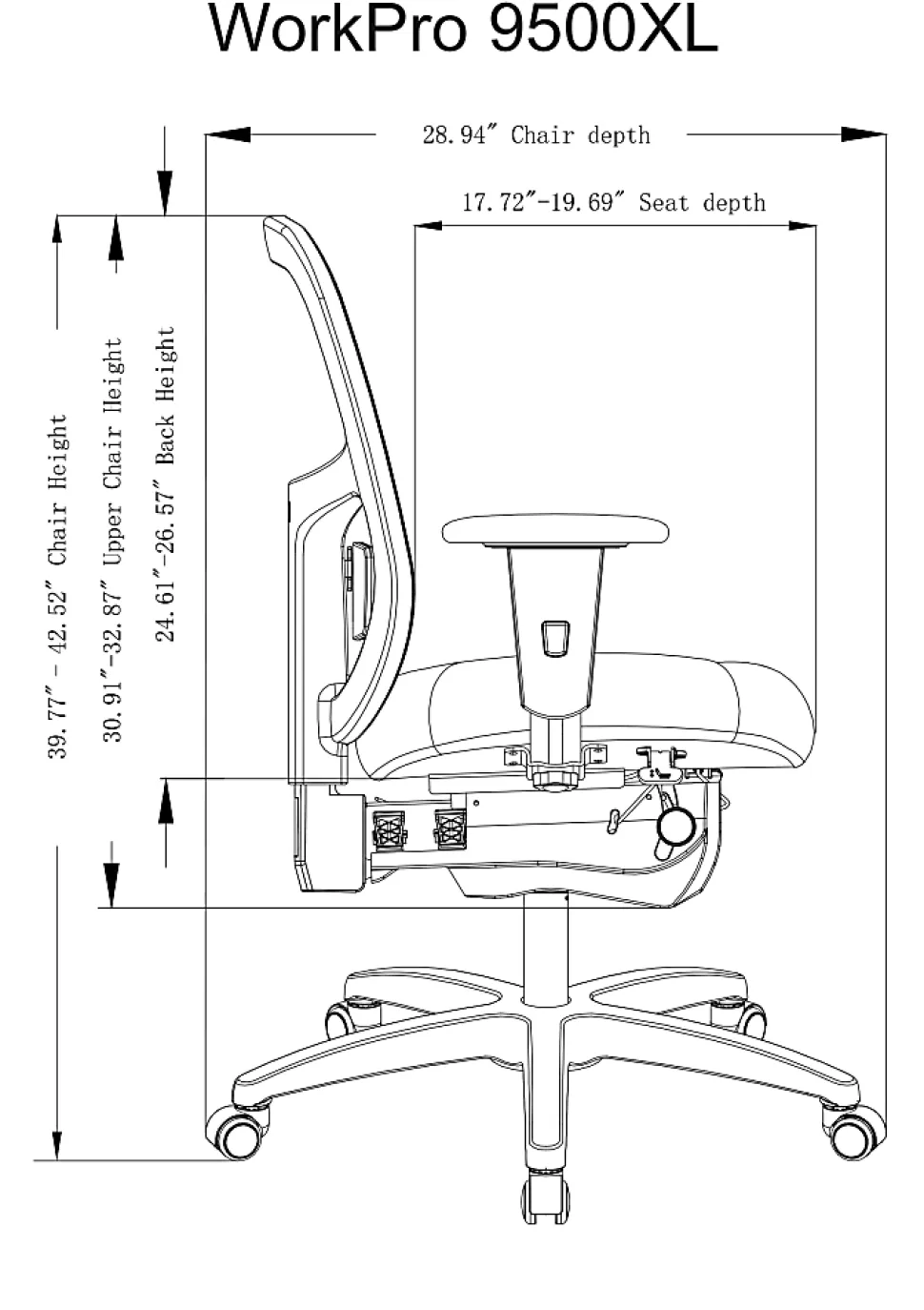 WorkPro® 9500XL Series Big & Tall Ergonomic Mesh/Premium Fabric Mid-Back Chair, Black/Burgundy, BIFMA Compliant