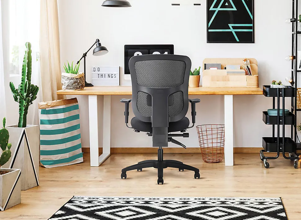 WorkPro® 9500XL Series Big & Tall Ergonomic Mesh/Premium Fabric Mid-Back Chair, Black/Burgundy, BIFMA Compliant
