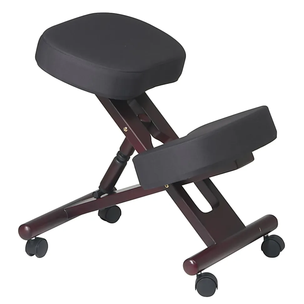 WorkSmart Kneeling Chair - Black Seat Color - Memory Foam Seat Material - Mahogany Frame Color - Wood Frame Material - Memory Foam