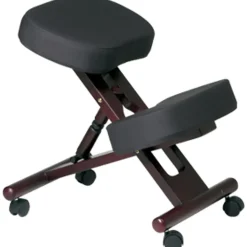 WorkSmart Kneeling Chair - Black Seat Color - Memory Foam Seat Material - Mahogany Frame Color - Wood Frame Material - Memory Foam
