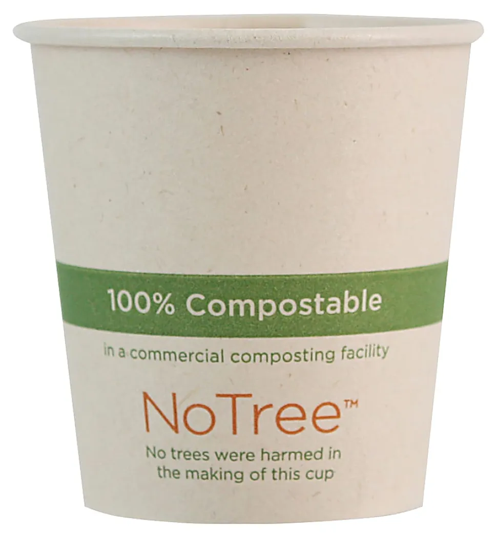 World Centric NoTree Paper Hot Cups, 4 Oz, Natural, Pack Of 1,000 Cups