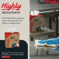 Wypall General Clean X60 Multi-Task Cleaning Cloths, 8-3/8" x 16-13/16", 118 Cloths Per Box, Carton Of 10 Boxes
