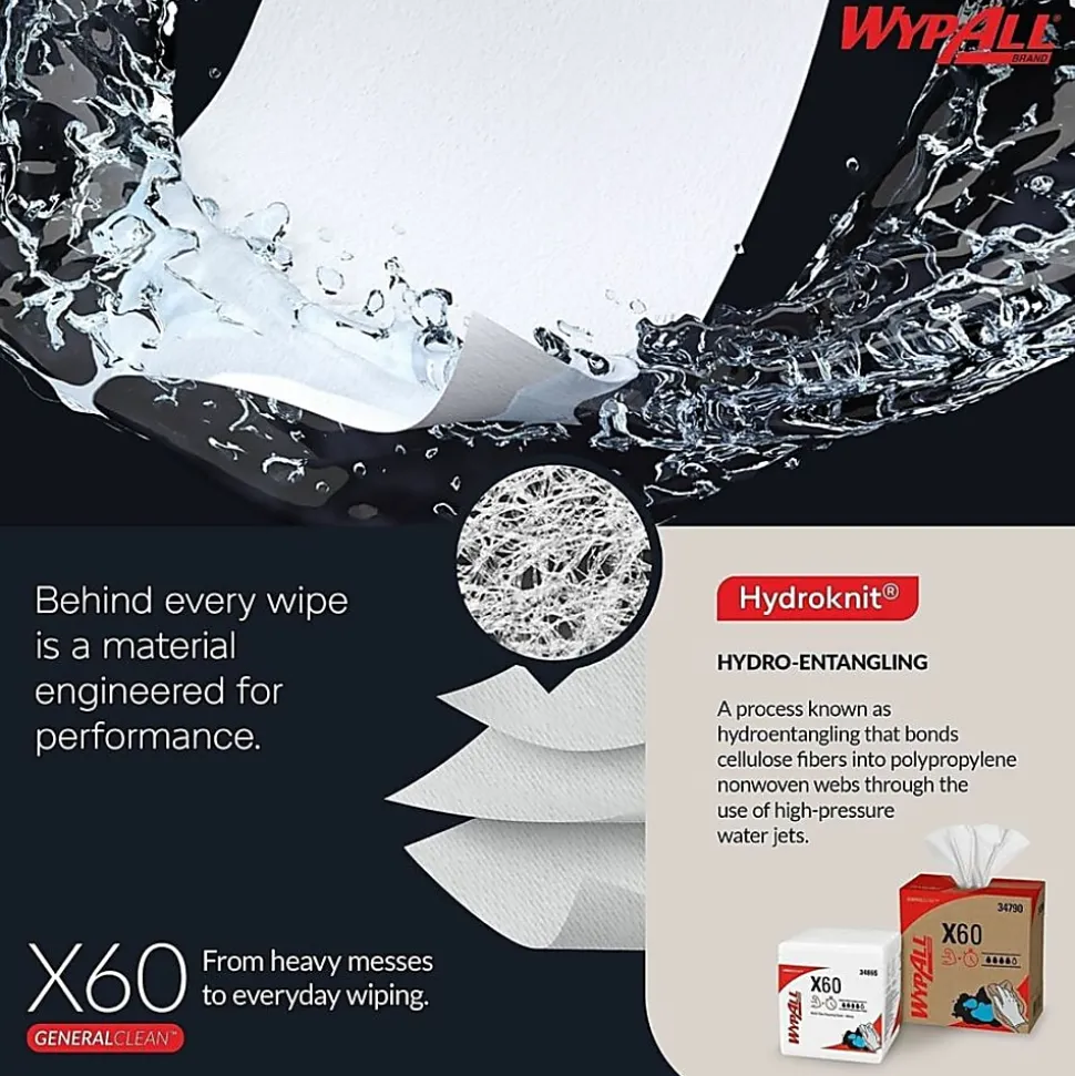 Wypall General Clean X60 Multi-Task Cleaning Cloths, 8-3/8" x 16-13/16", 118 Cloths Per Box, Carton Of 10 Boxes