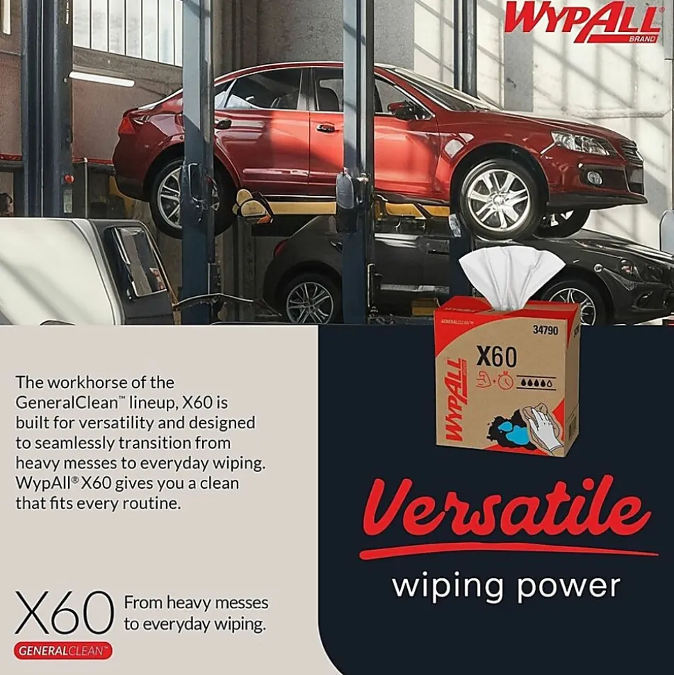 Wypall General Clean X60 Multi-Task Cleaning Cloths, 8-3/8" x 16-13/16", 118 Cloths Per Box, Carton Of 10 Boxes