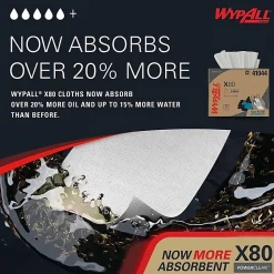 Wypall PowerClean X80 Heavy Duty Cloths - Brag Box - 11.10" Width x 16.80" Length - White - Pulp Fiber, Polypropylene - 152/Carton