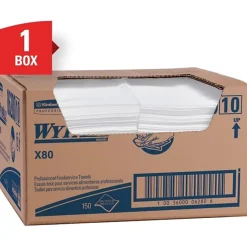 Wypall X80 Extended Use Foodservice Towels With Antimicrobial Protection, 12" x 23 7/16", White, Box Of 150