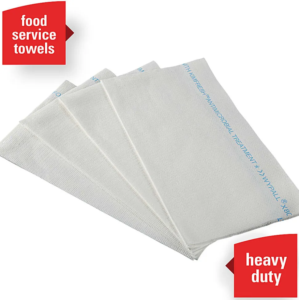 Wypall X80 Extended Use Foodservice Towels With Antimicrobial Protection, 12" x 23 7/16", White, Box Of 150