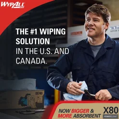 Wypall X80 Jumbo Wipes, 12 1/2" x 13 1/2", 455 Per Roll