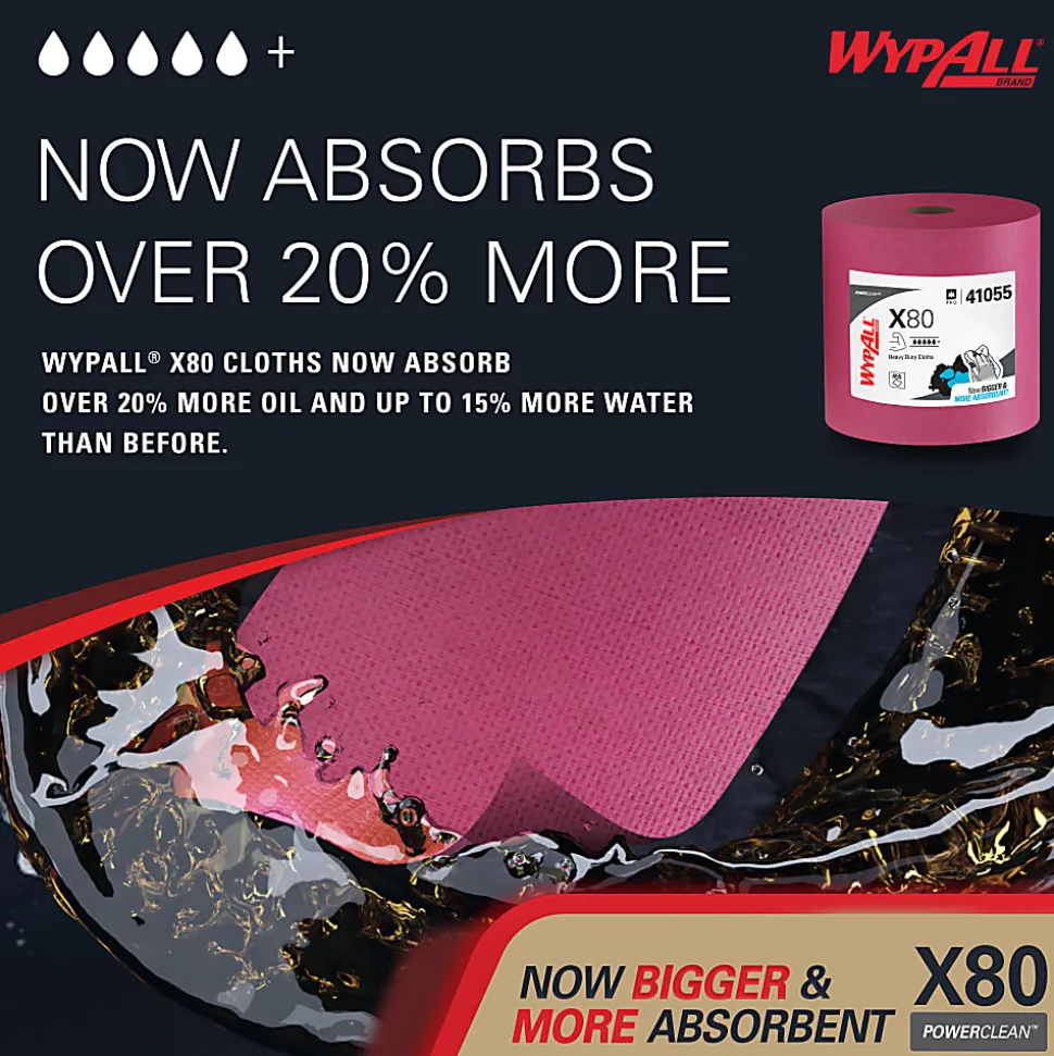 Wypall X80 Jumbo Wipes, 12 1/2" x 13 1/2", 455 Per Roll