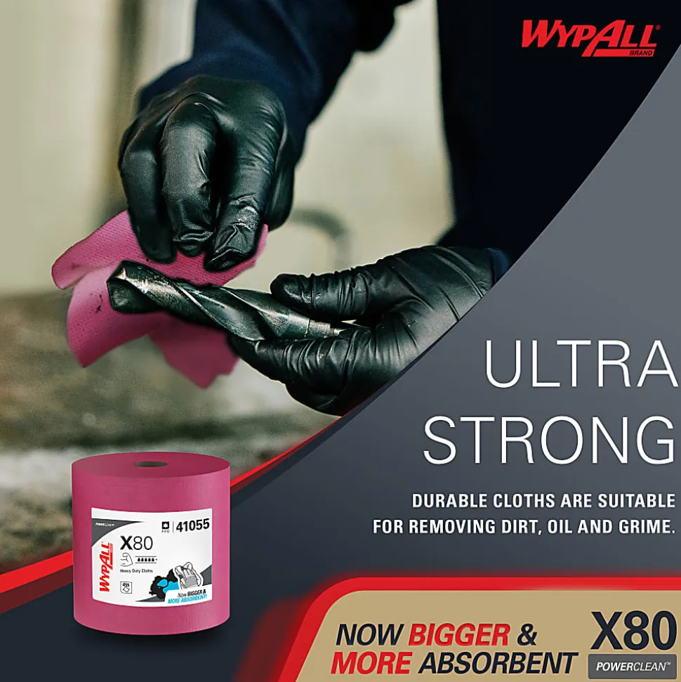 Wypall X80 Jumbo Wipes, 12 1/2" x 13 1/2", 455 Per Roll