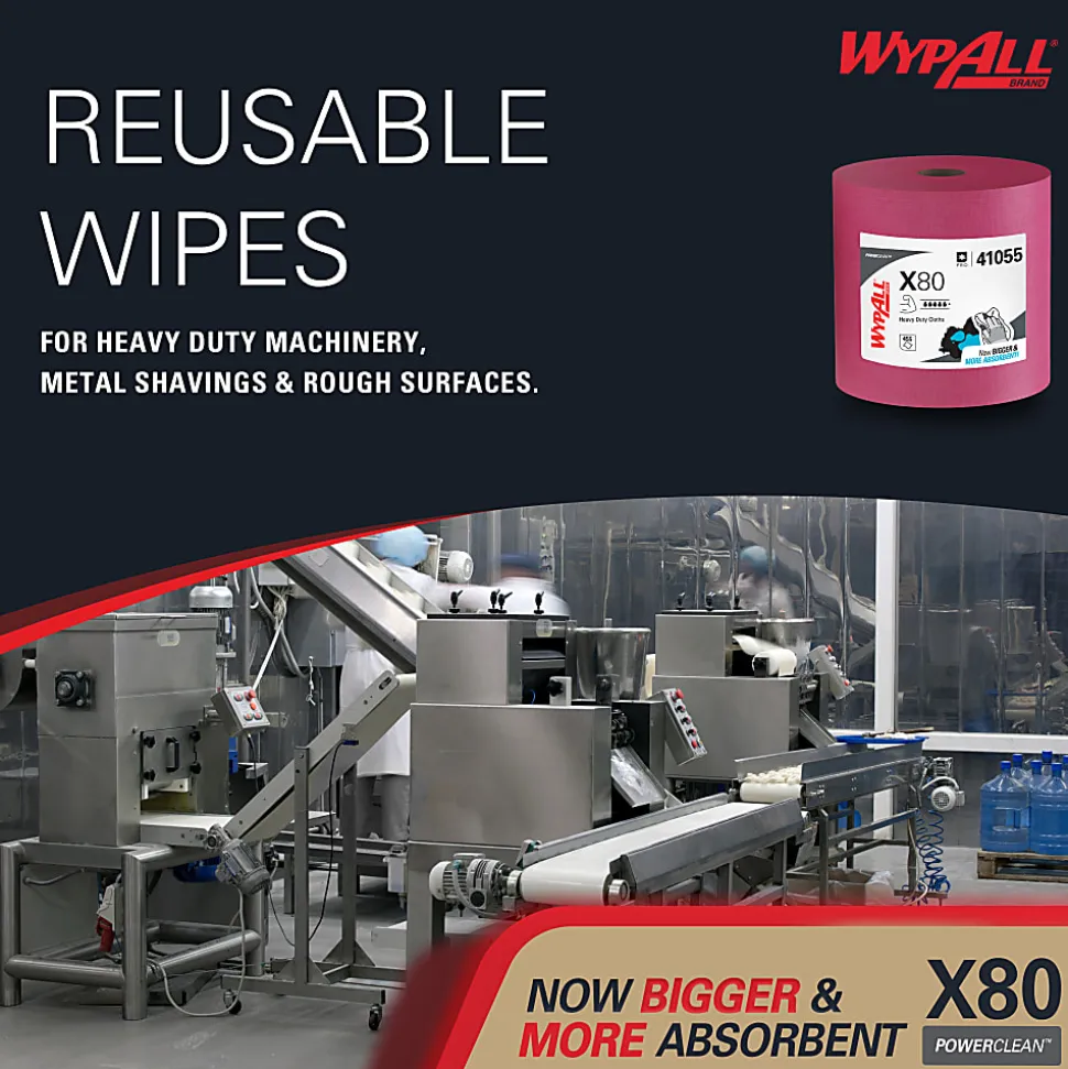 Wypall X80 Jumbo Wipes, 12 1/2" x 13 1/2", 455 Per Roll