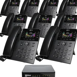 XBLUE QB1 Advanced Business Communications System Bundle With (9) IP8g Telephones, Black