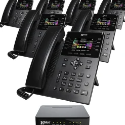 XBLUE QB1 Advanced Business Communications System Bundle With (7) IP8g Telephones, Black