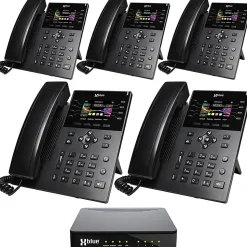 XBLUE QB1 Advanced Business Communications System Bundle With (5) IP8g Telephones, Black